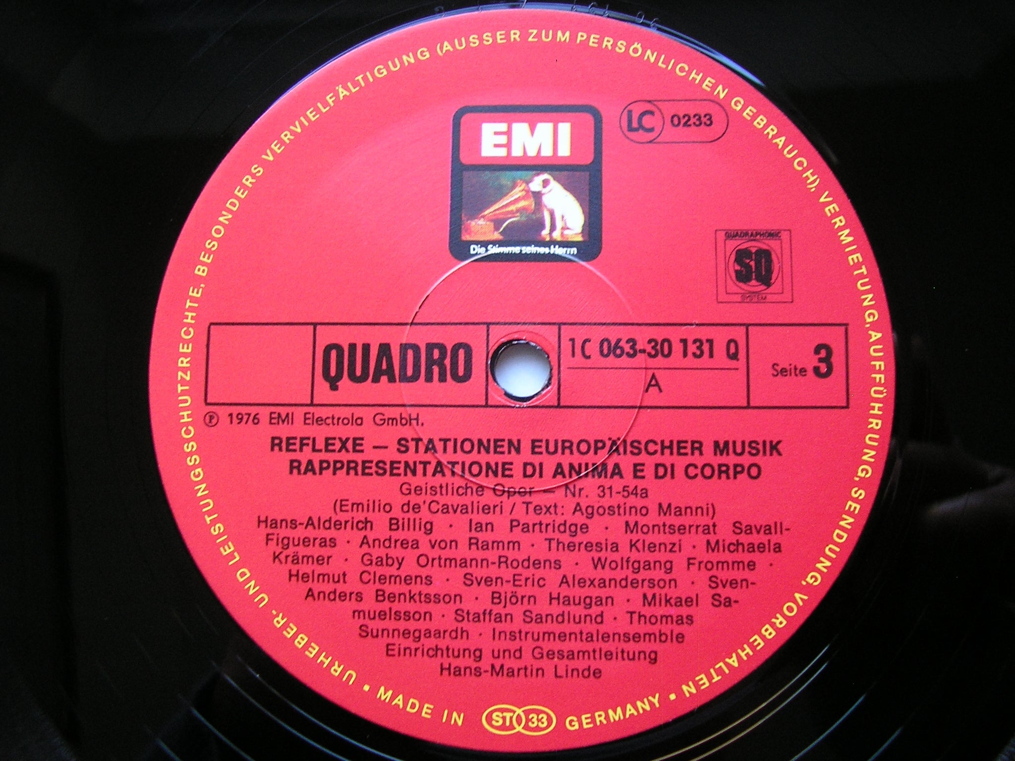DE CAVALIERI: RAPPRESENTAZIONE DI ANIMA E DI CORPO       SOLOISTS / INSTRUMENTAL ENSEMBLE / LINDE     2LP     063 30 130/1