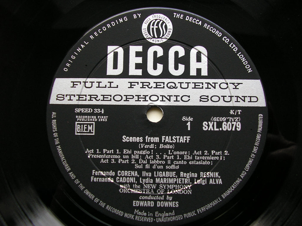 SXL 6079  VERDI: FALSTAFF  excerpts     CORENA / LIGABUE / RESNIK / ALVA / NSOL / DOWNES     ED1