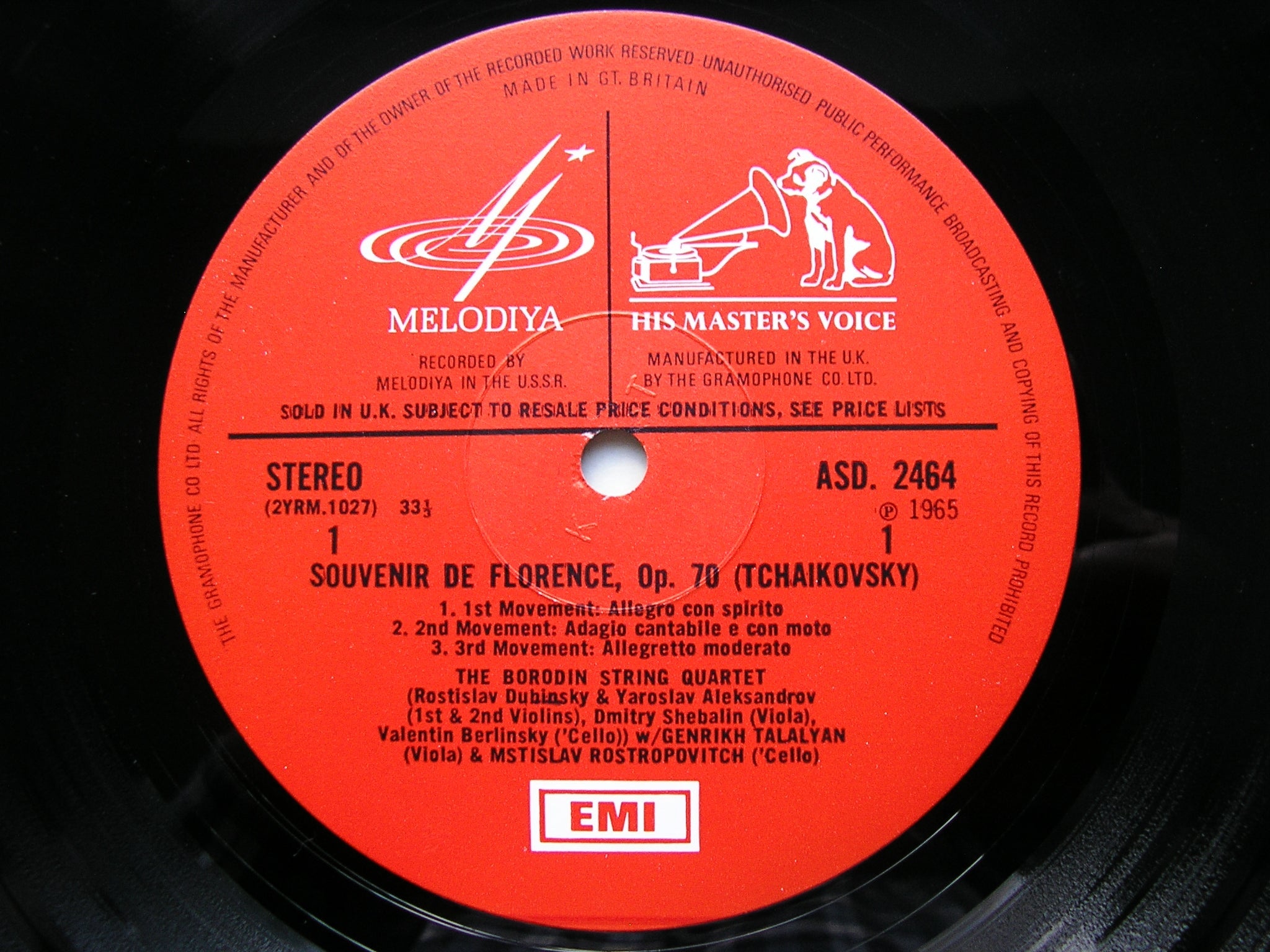 TCHAIKOVSKY: SOUVENIR DE FLORENCE / SHOSTAKOVICH: STRING QUARTET No. 1     ROSTROPOVICH / BORODIN STRING QUARTET    ASD 2464