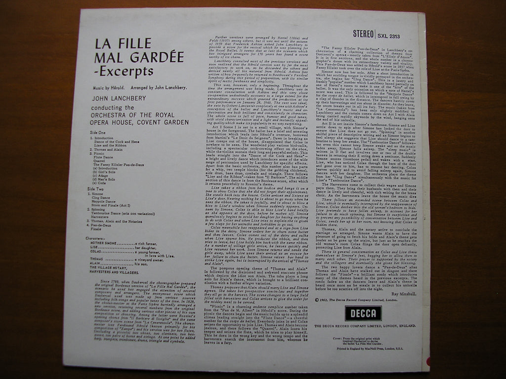 SXL 2313  HEROLD: LA FILLE MAL GARDEE      LANCHBERY / OROHCG      ED3