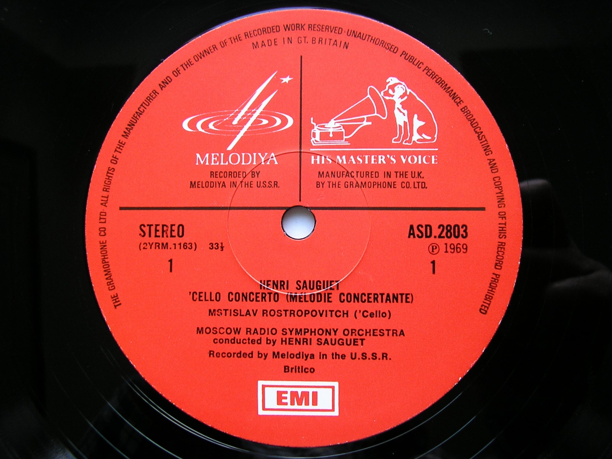 TISHCHENKO: CELLO CONCERTO / SAUGUET: CELLO CONCERTO      ROSTROPOVICH / LENINGRAD PO / MOSCOW RADIO SO / BLAZHKOV     ASD 2803