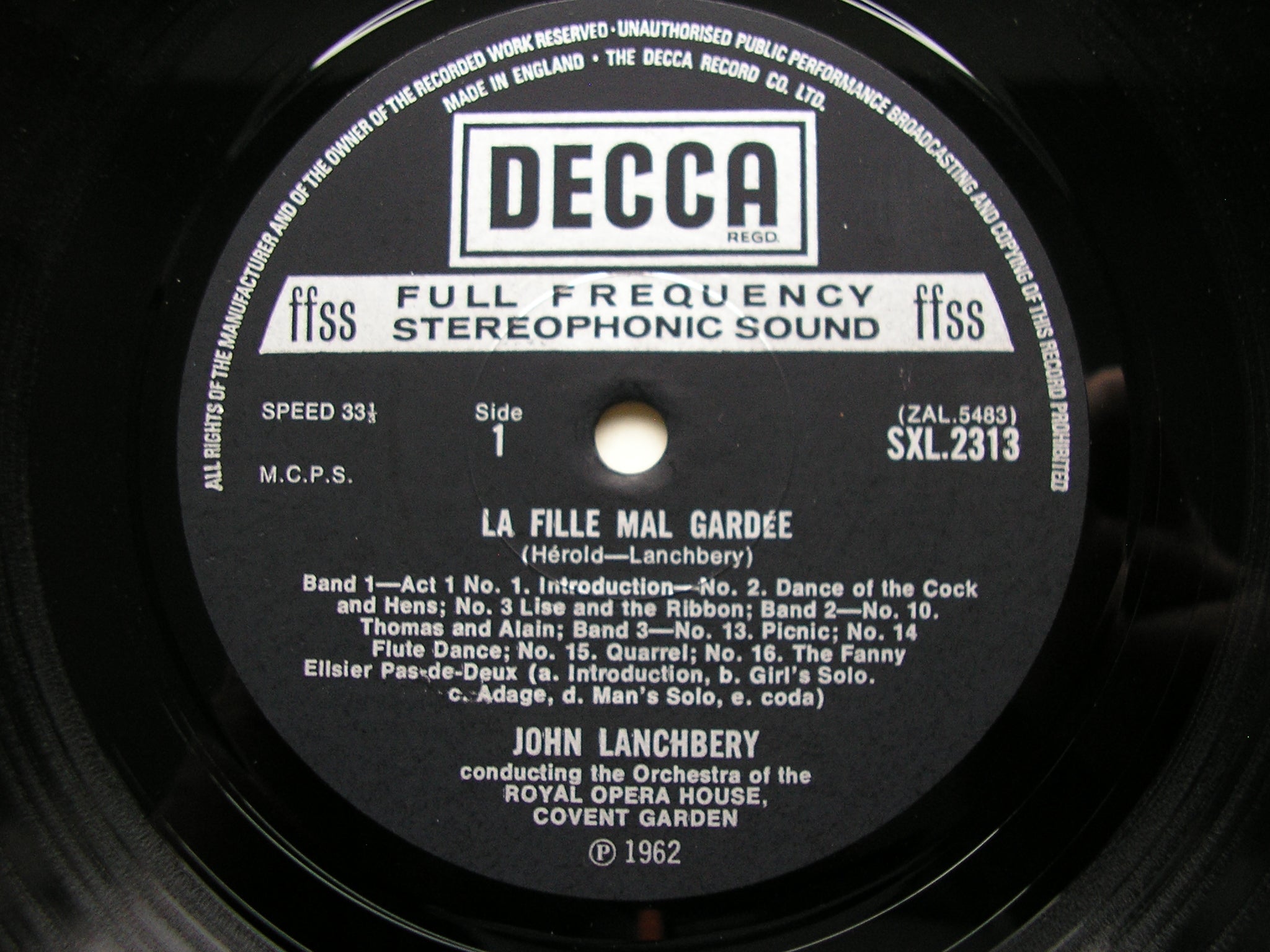 HEROLD: LA FILLE MAL GARDEE    LANCHBERY / ORCHESTRA OF THE ROYAL OPERA HOUSE COVENT GARDEN      ED4       SXL 2313