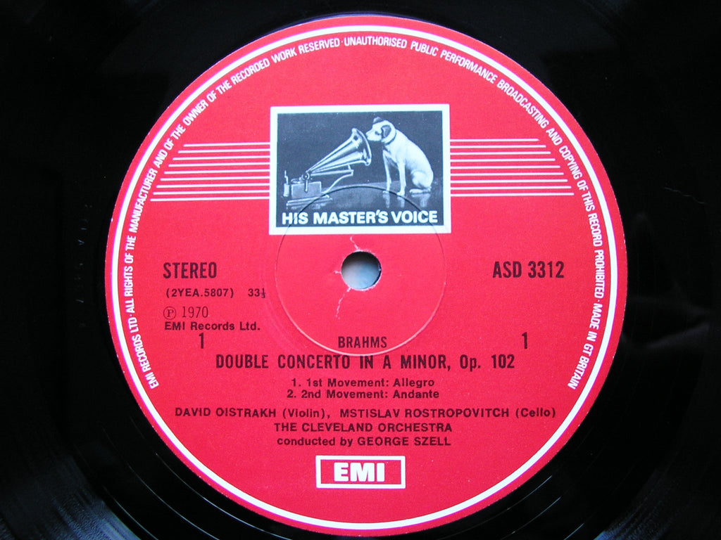 BRAHMS: DOUBLE CONCERTO    ROSTROPOVICH / OISTRAKH / CELEVLAND ORCHESTRA / SZELL    ASD 3312