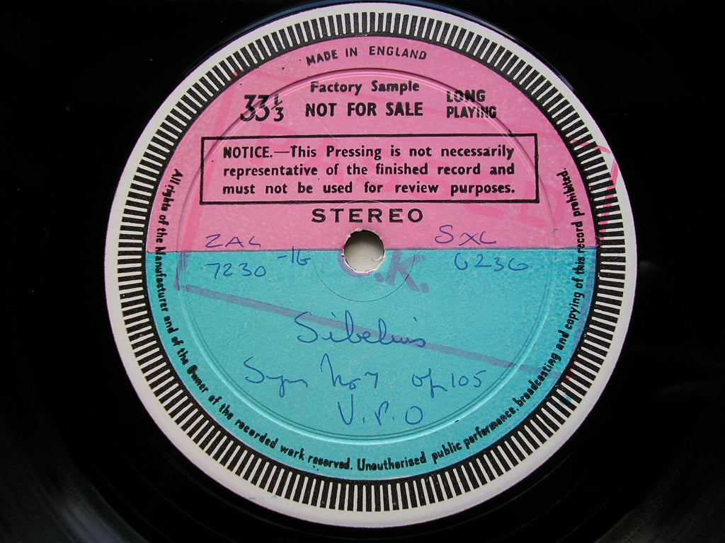 SXL 6236 SIBELIUS: SYMPHONIES Nos. 5 & 7 MAAZEL / VIENNA PHILHARMONIC test pressing