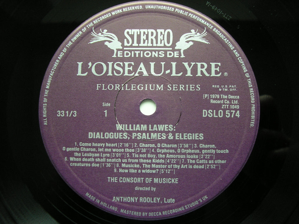 LAWES: DIALOGUES / PSALMES / ELEGIES      THE CONSORT OF MUSICKE     DSLO 574