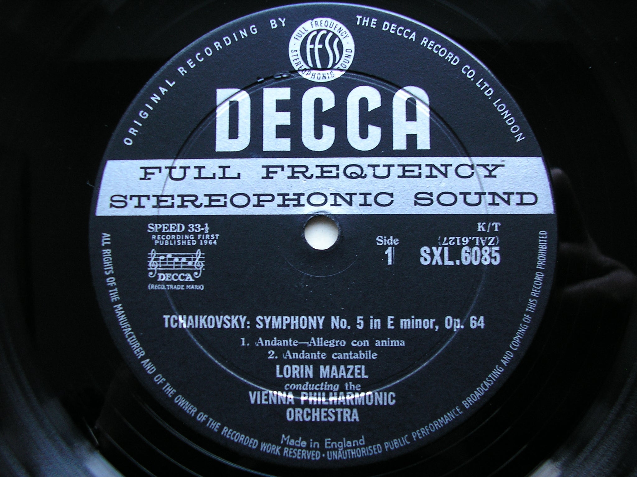 SXL 6085  TCHAIKOVSKY: SYMPHONY No. 5      MAAZEL / VIENNA PHILHARMONIC      ED1