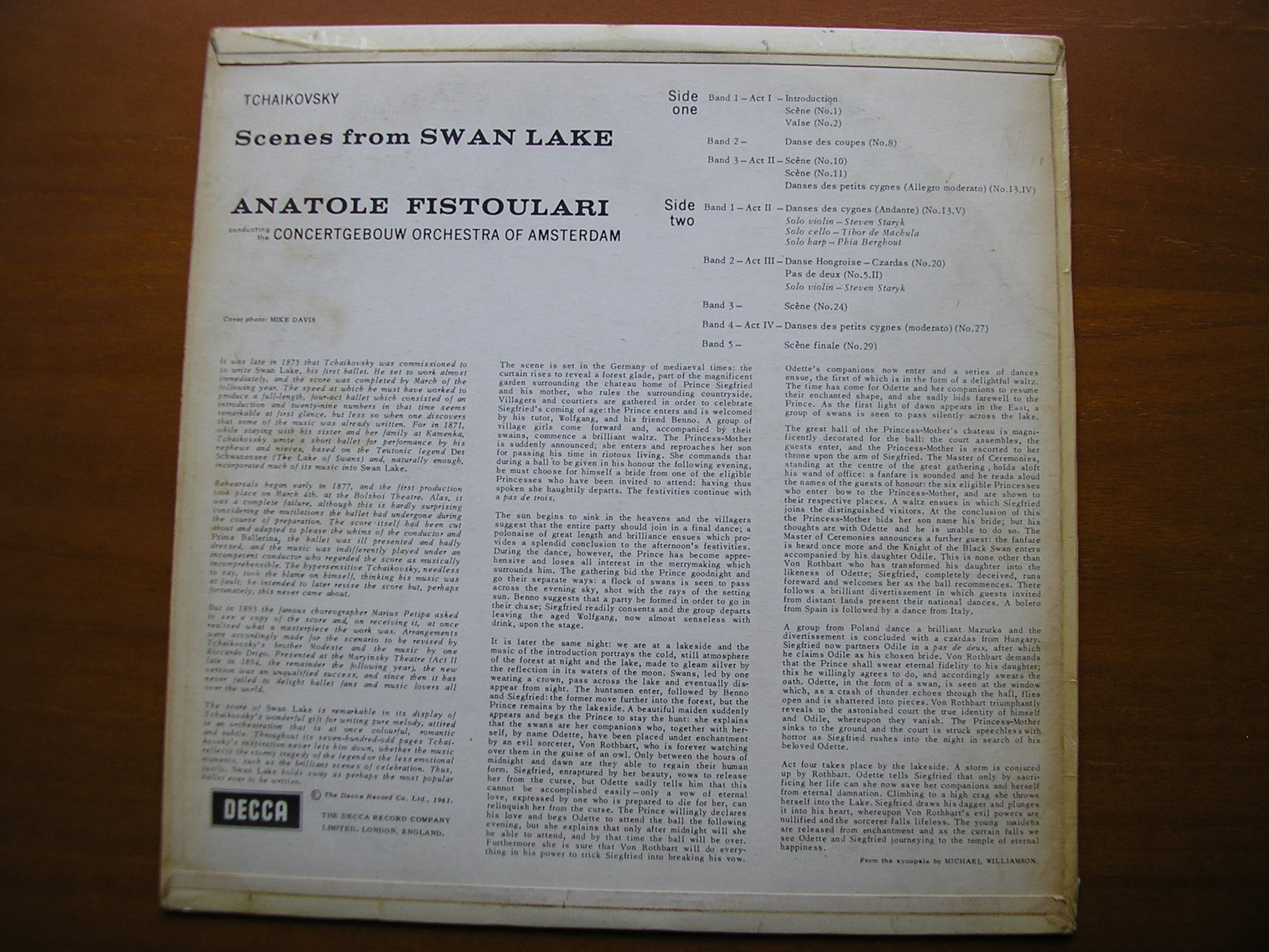 SXL 2285  TCHAIKOVSKY: SWAN LAKE   scenes    FISTOULARI / CONCERTGEBOUW ORCHESTRA     ED2
