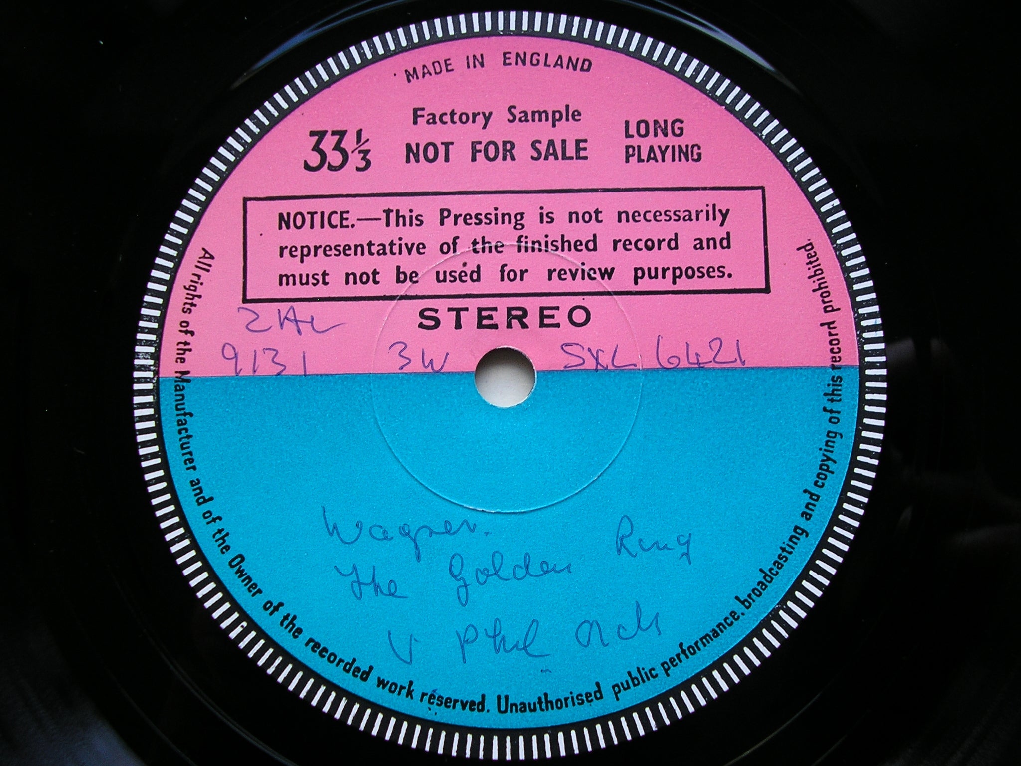 SXL 6421 WAGNER: THE GOLDEN RING SOLOISTS / VIENNA PHILHARMONIC / SOLTI test pressing