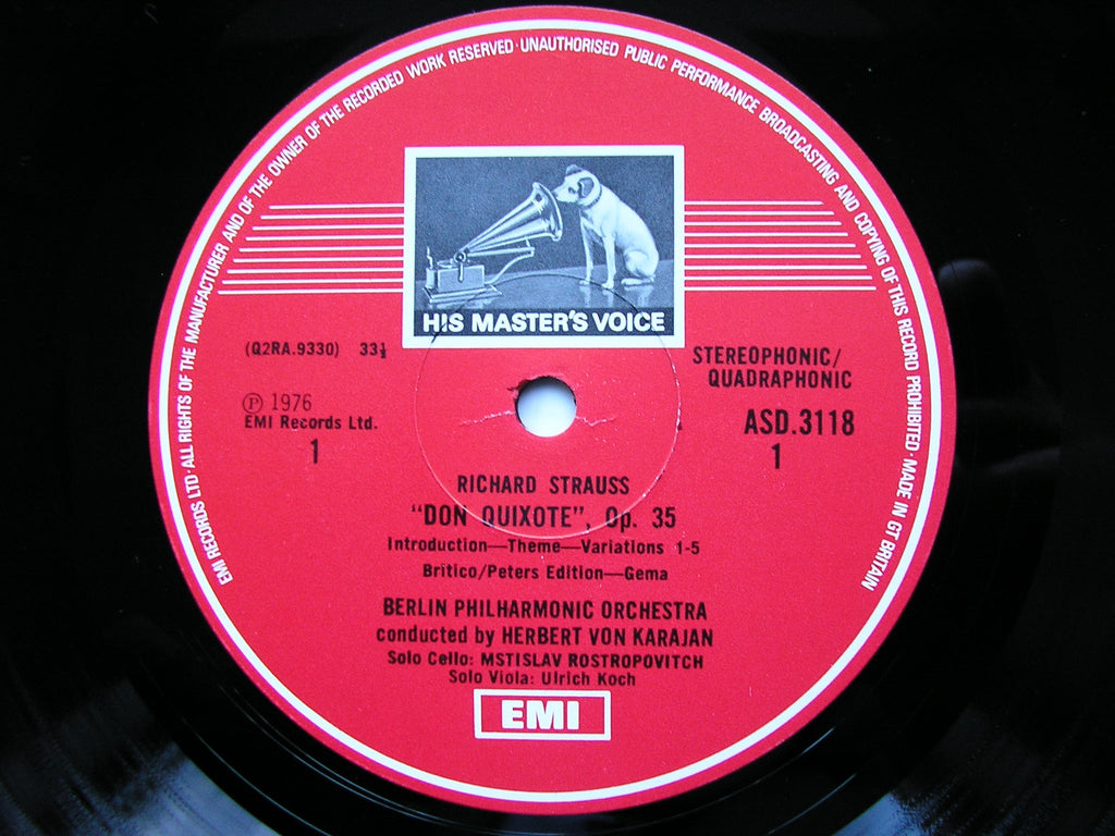 STRAUSS: DON QUIXOTE      ROSTROPOVICH / BERLIN PHILHARMONIC / KARAJAN      ASD 3118