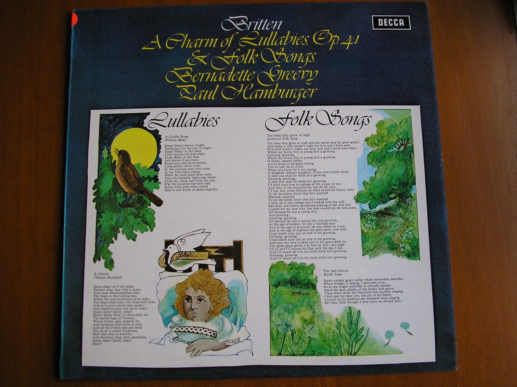 SXL 6413 BRITTEN: A CHARM OF LULLABIES / FOLK SONGS BERNADETTE GREEVY / PAUL HAMBURGER test pressing