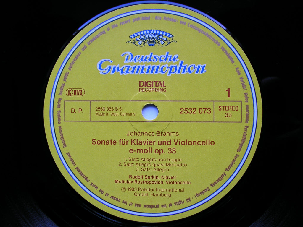 BRAHMS: THE CELLO SONATAS     ROSTROPOVICH / SERKIN      2532 073