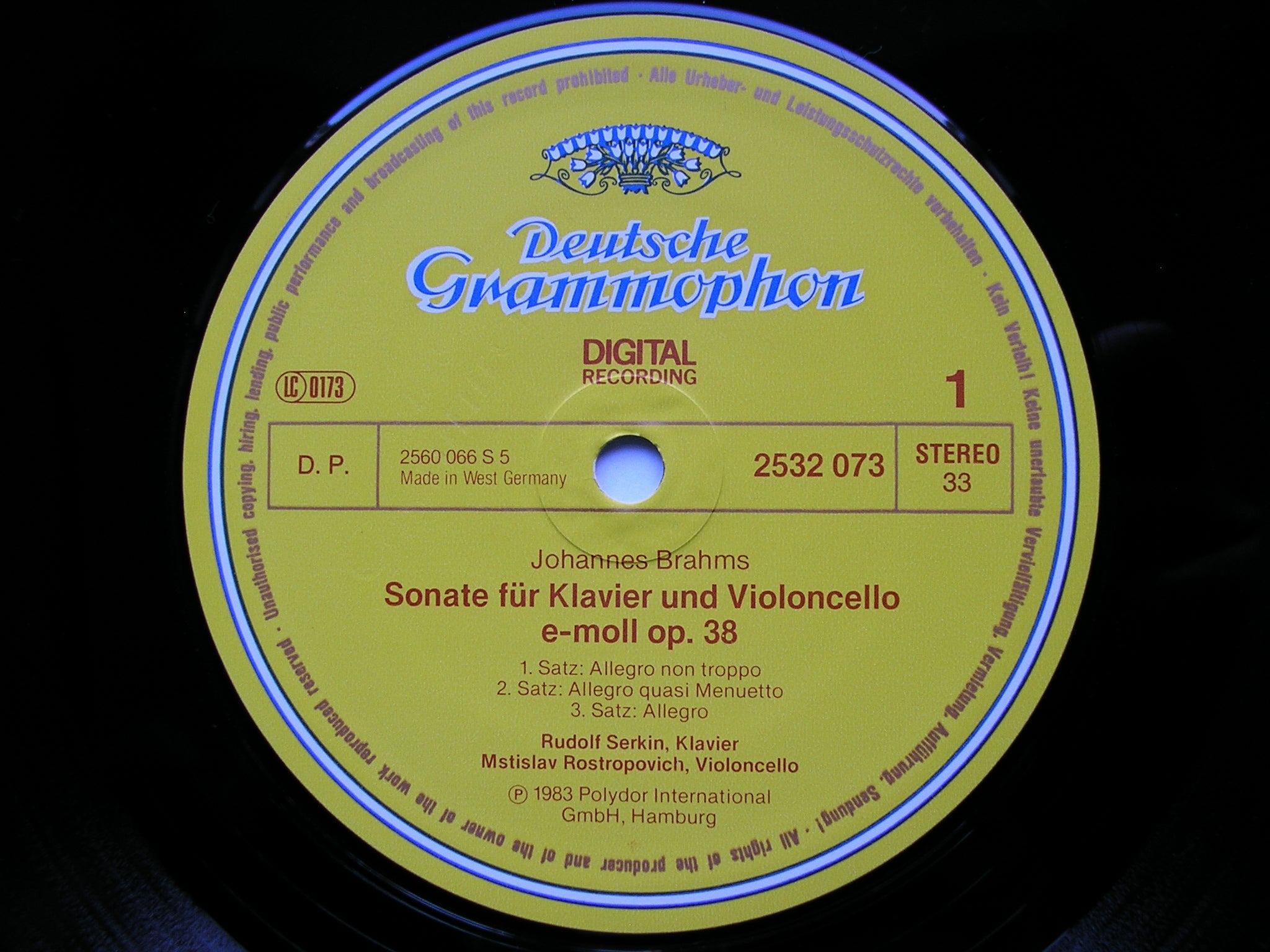 BRAHMS: THE CELLO SONATAS     ROSTROPOVICH / SERKIN      2532 073