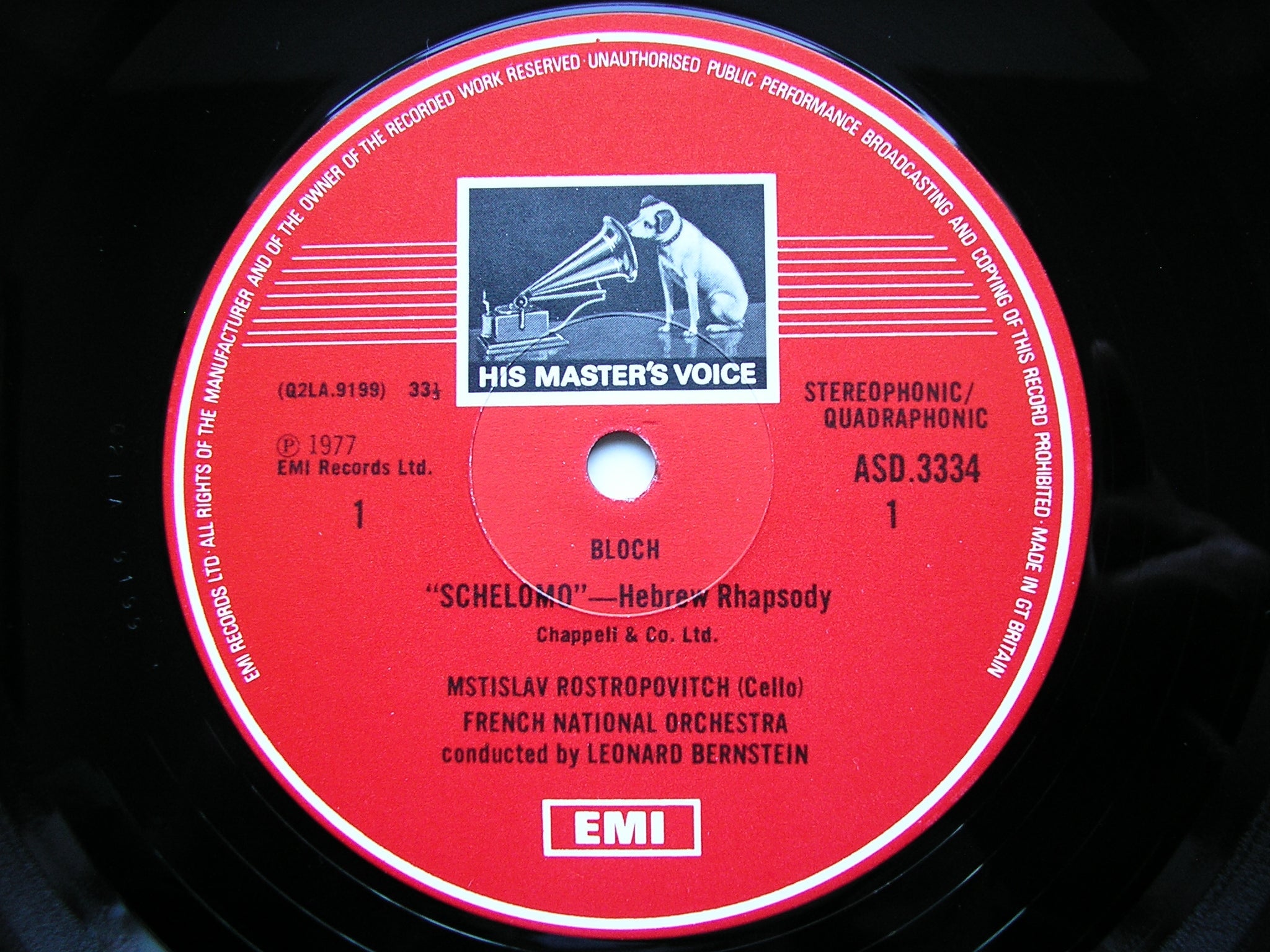 SCHUMANN: CELLO CONCERTO / BLOCH: SCHELOMO     ROSTROPOVICH / FRENCH NATIONAL ORCHESTRA / BERNSTEIN    ASD 3334