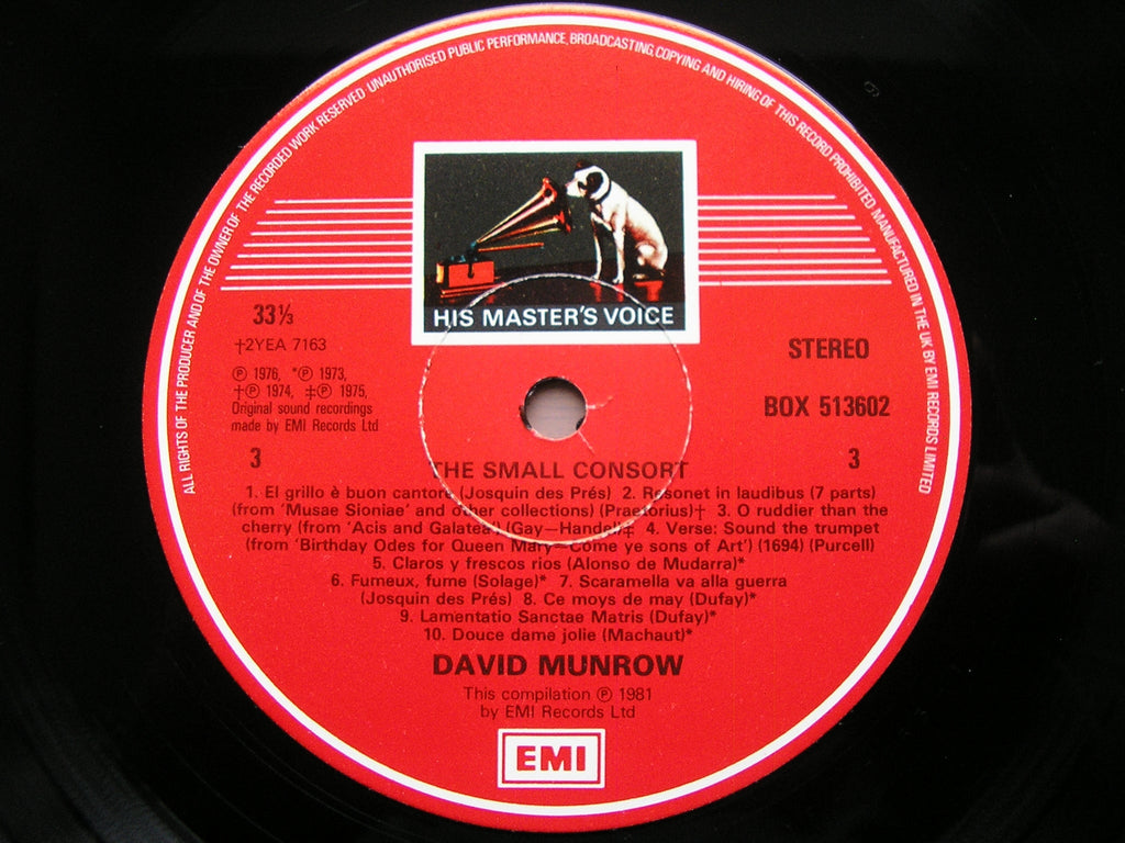 THE ART OF DAVID MUNROW: A conspectus of his career across 5 years of recordings with EMI       3 LP      SLS 5136