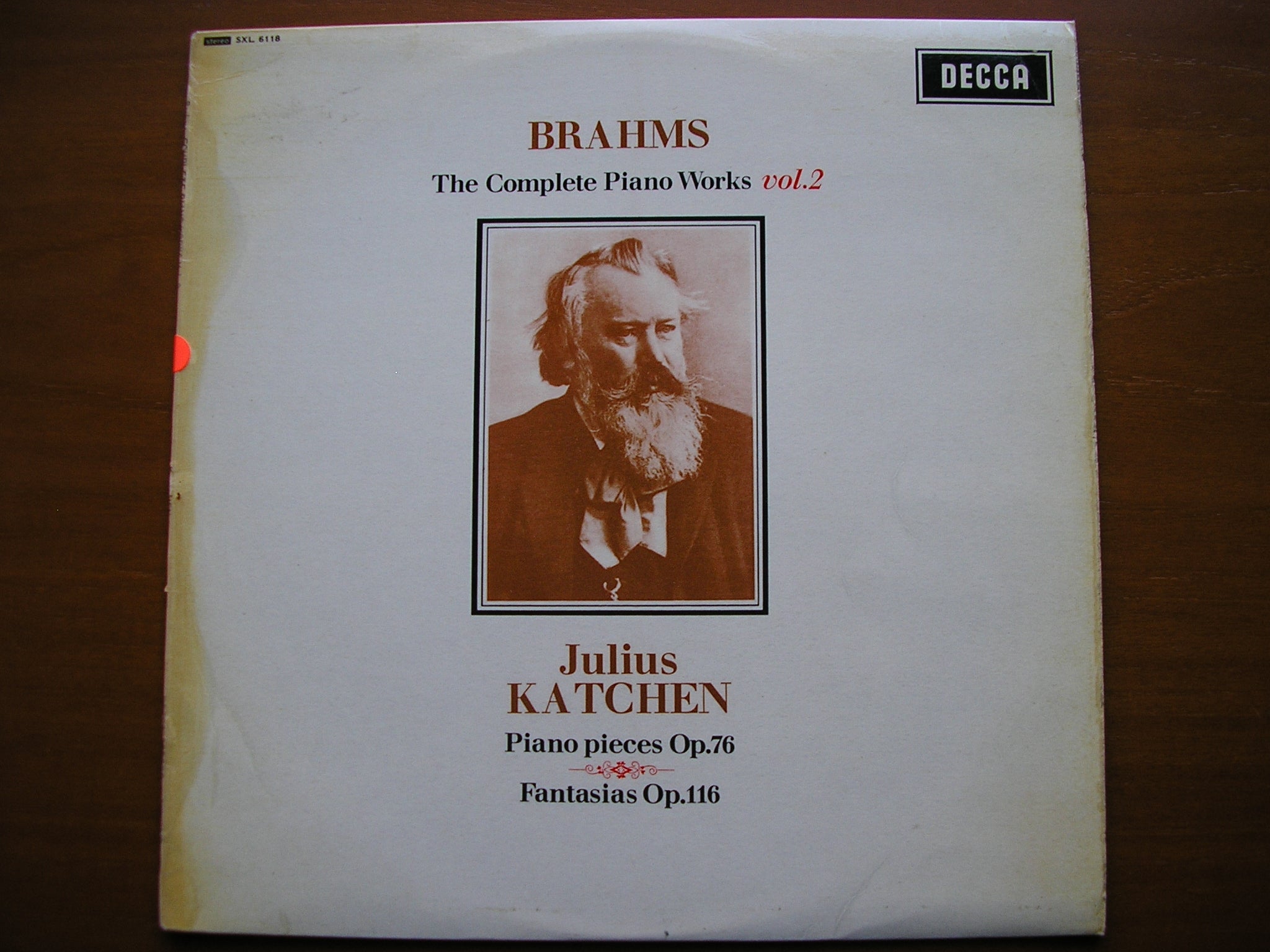 SXL 6118 BRAHMS: COMPLETE SOLO PIANO MUSIC Volume 2: PIANO PIECES Op.76 / FANTASIAS Op.116 JULIUS KATCHEN test pressing