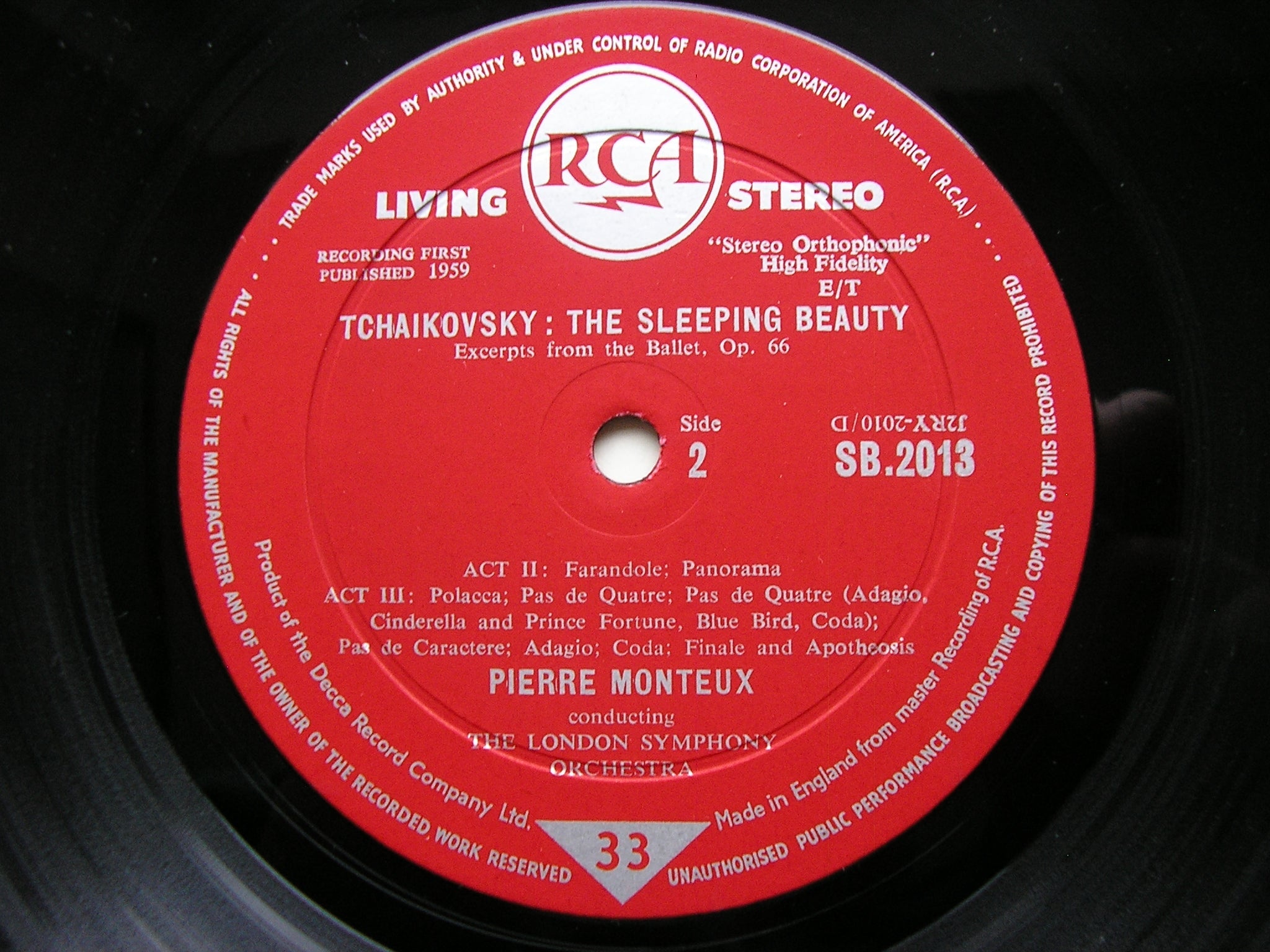TCHAIKOVSKY: SLEEPING BEAUTY Excerpts   MONTEUX / LONDON SYMPHONY   SB 2013