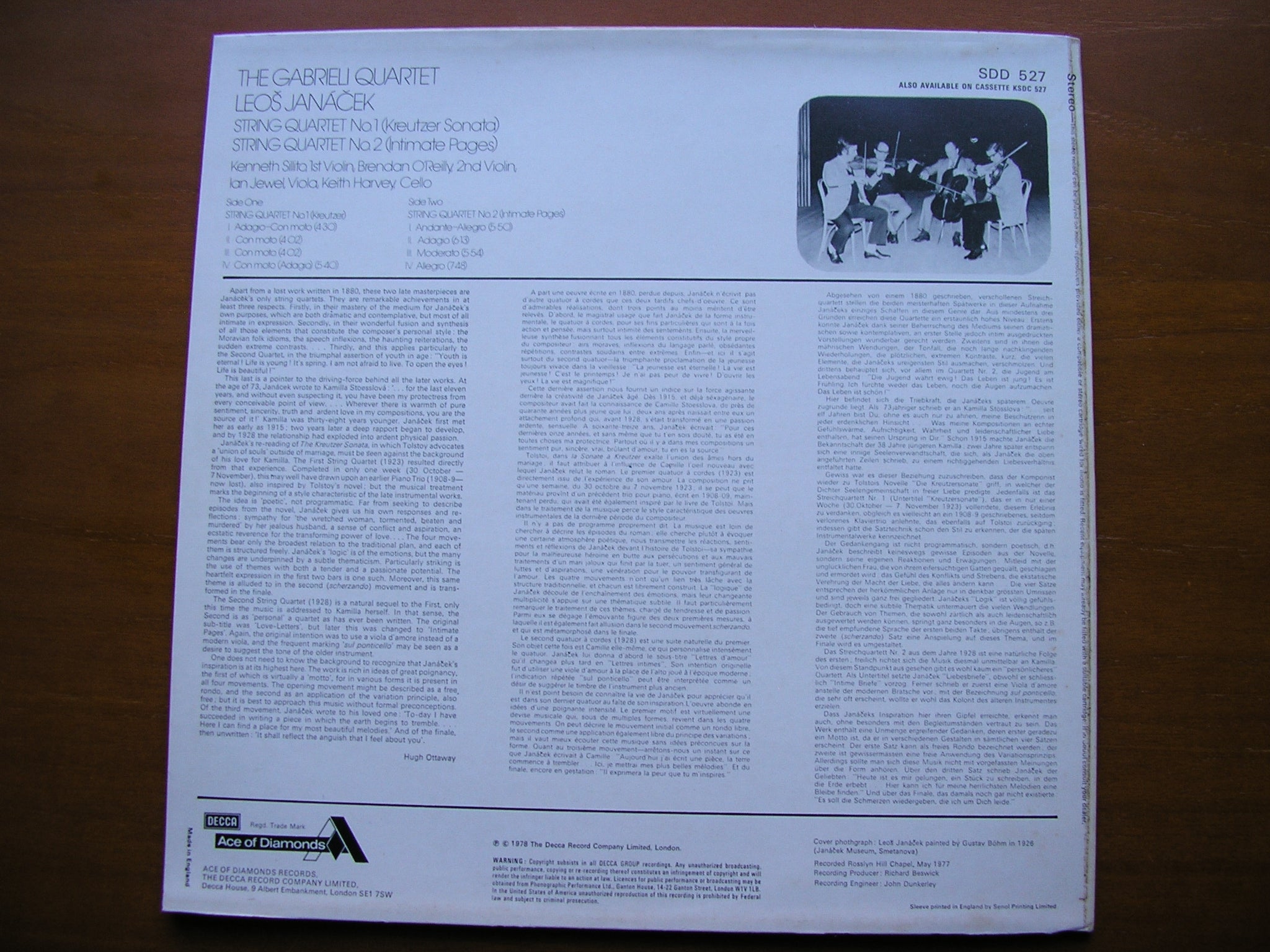 JANACEK: STRING QUARTETS Nos. 1 & 2      GABRIELI QUARTET     SDD 527
