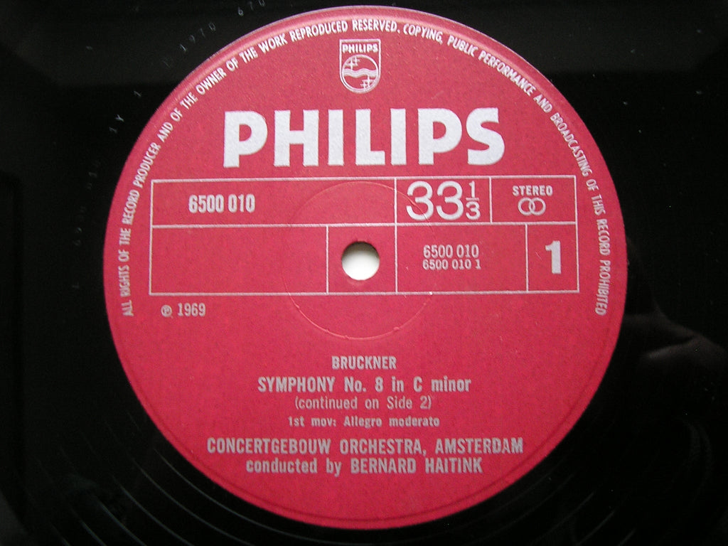 BRUCKNER: SYMPHONY No. 8     BERNARD HAITINK / CONCERTGEBOUW ORCHESTRA     2LP     6700 020
