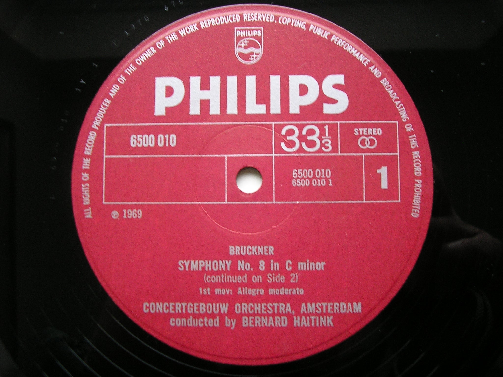 BRUCKNER: SYMPHONY No. 8     BERNARD HAITINK / CONCERTGEBOUW ORCHESTRA     2LP     6700 020