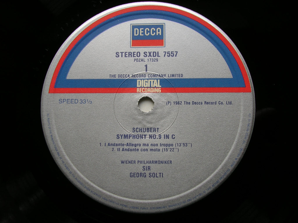 SCHUBERT: SYMPHONY No. 9 'The Great C Major'     SOLTI / VIENNA PHILHARMONIC    SXDL 7557