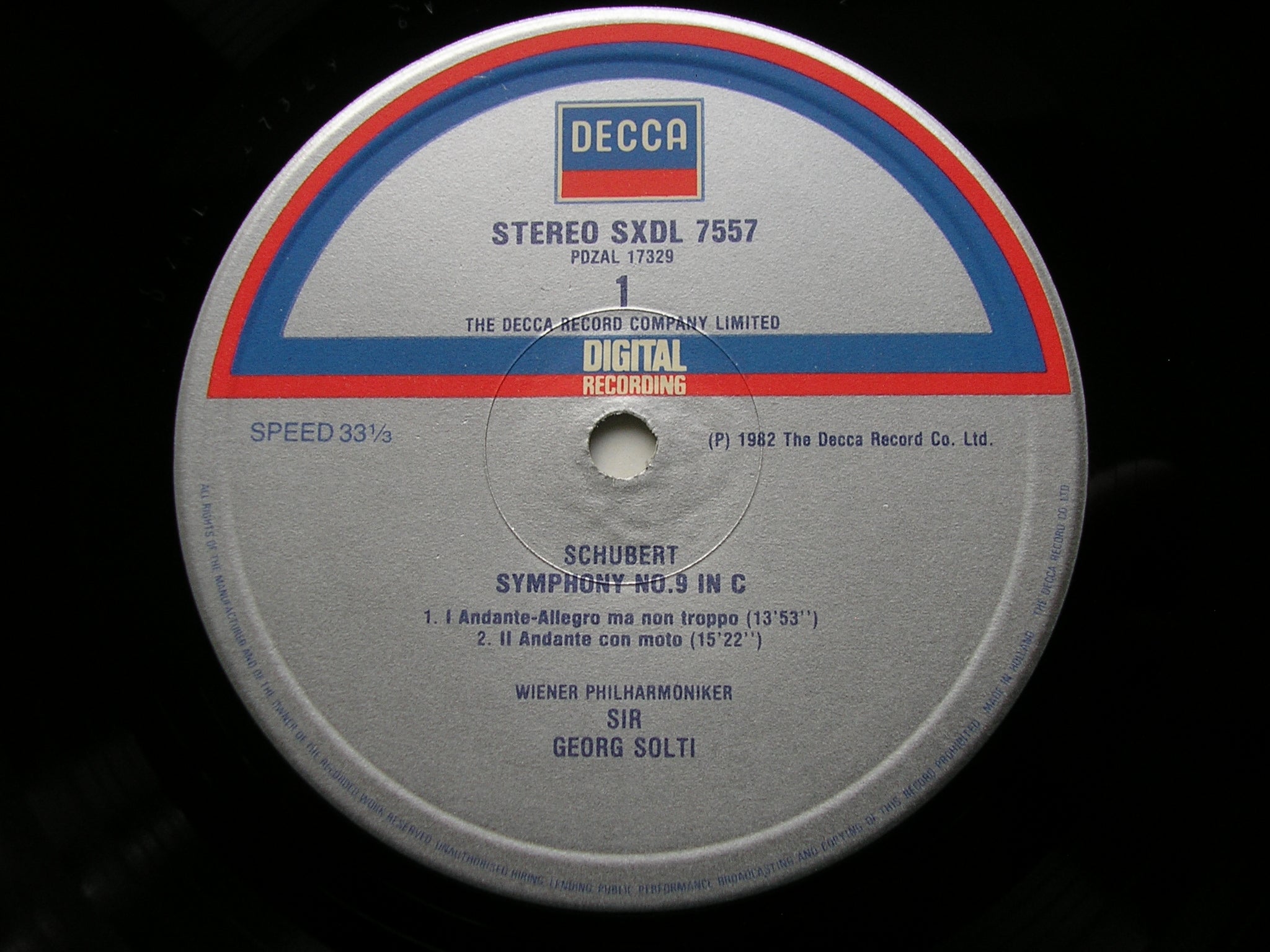 SCHUBERT: SYMPHONY No. 9 'The Great C Major'     SOLTI / VIENNA PHILHARMONIC    SXDL 7557