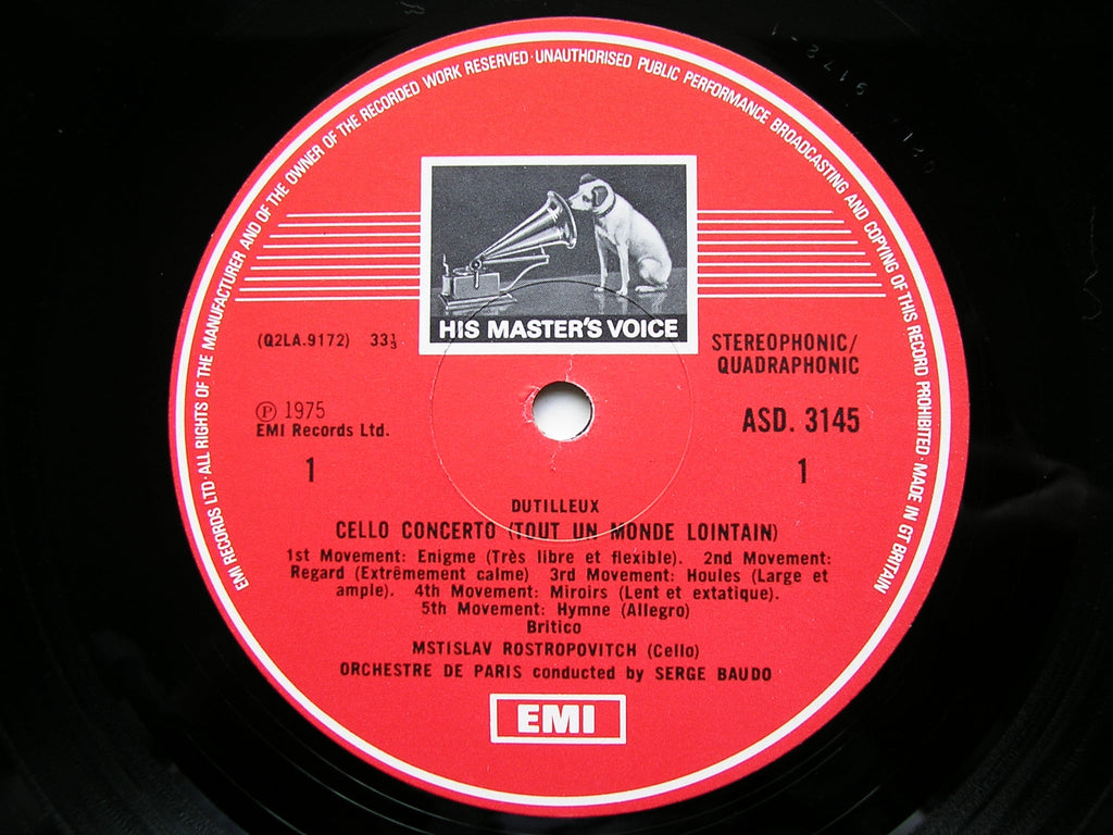 DUTILLEUX & LUTOSLAWSKI: CELLO CONCERTOS     ROSTROPOVICH / ORCHESTRE DE PARIS / BAUDO     ASD 3145