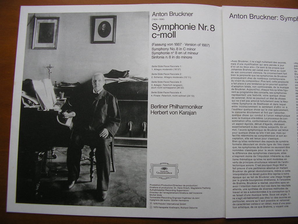 BRUCKNER: SYMPHONY No. 8       KARAJAN / BERLIN PHILHARMONIC   2LP    2707 085