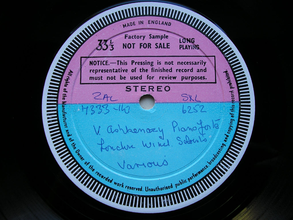 SXL 6252 MOZART & BEETHOVEN: PIANO QUINTETS ASHKENAZY / LONDON WIND SOLOISTS test pressing