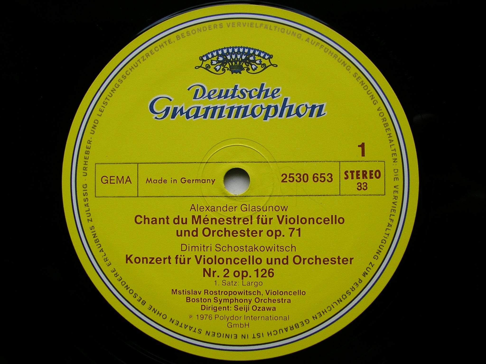 SHOSTAKOVICH: CELLO CONCERTO No. 2 / GLAZOUNOV: CHANT DE MENESTREL    ROSTROPOVICH / BOSTON SYMPHONY / OZAWA     2530 653