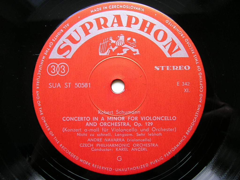 SCHUMANN: CELLO CONCERTO / BLOCH: SCHELOMO       NAVARRA / CZECH PHILHARMONIC / ANCERL     SUA ST 50581