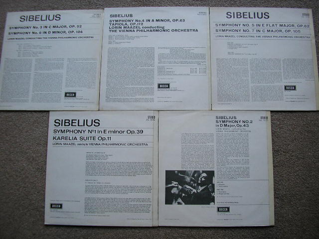 SIBELIUS: THE SEVEN SYMPHONIES / KARELIA SUITE  MAAZEL / VIENNA PHILHARMONIC Decca  5LP