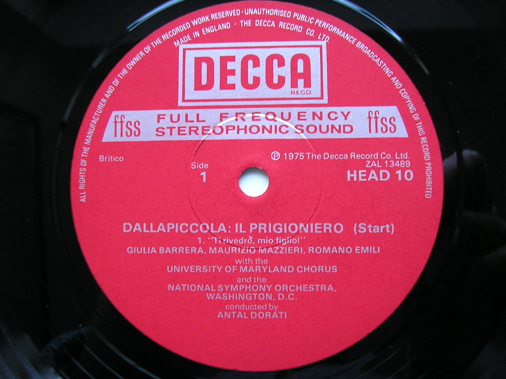 DALLAPICCOLA: IL PRIGIONIERO   SOLOISTS / NATIONAL SYMPHONY WASHINGTON DC / ANTAL DORATI    HEAD 10