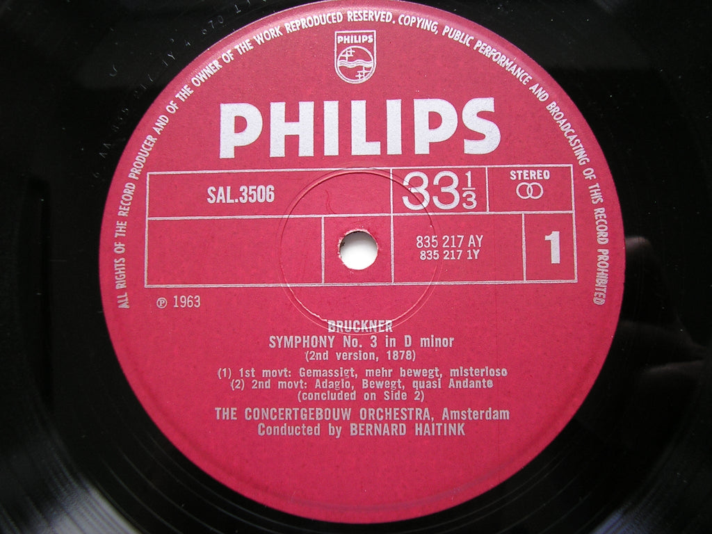 BRUCKNER: SYMPHONY No. 3      HAITINK / CONCERTGEBOUW ORCHESTRA      SAL 3506