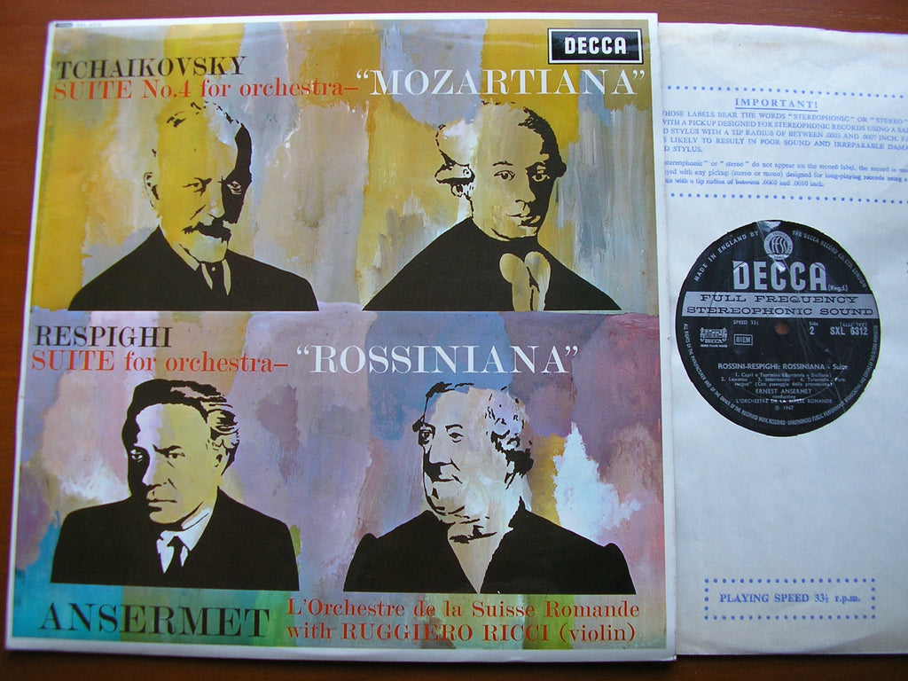 TCHAIKOVSKY: SUITE No. 4 'Mozartiana' / ROSSINI - RESPIGHI: 'Rossiniana' RICCI / SUISSE ROMANDE / ANSERMET      SXL 6312