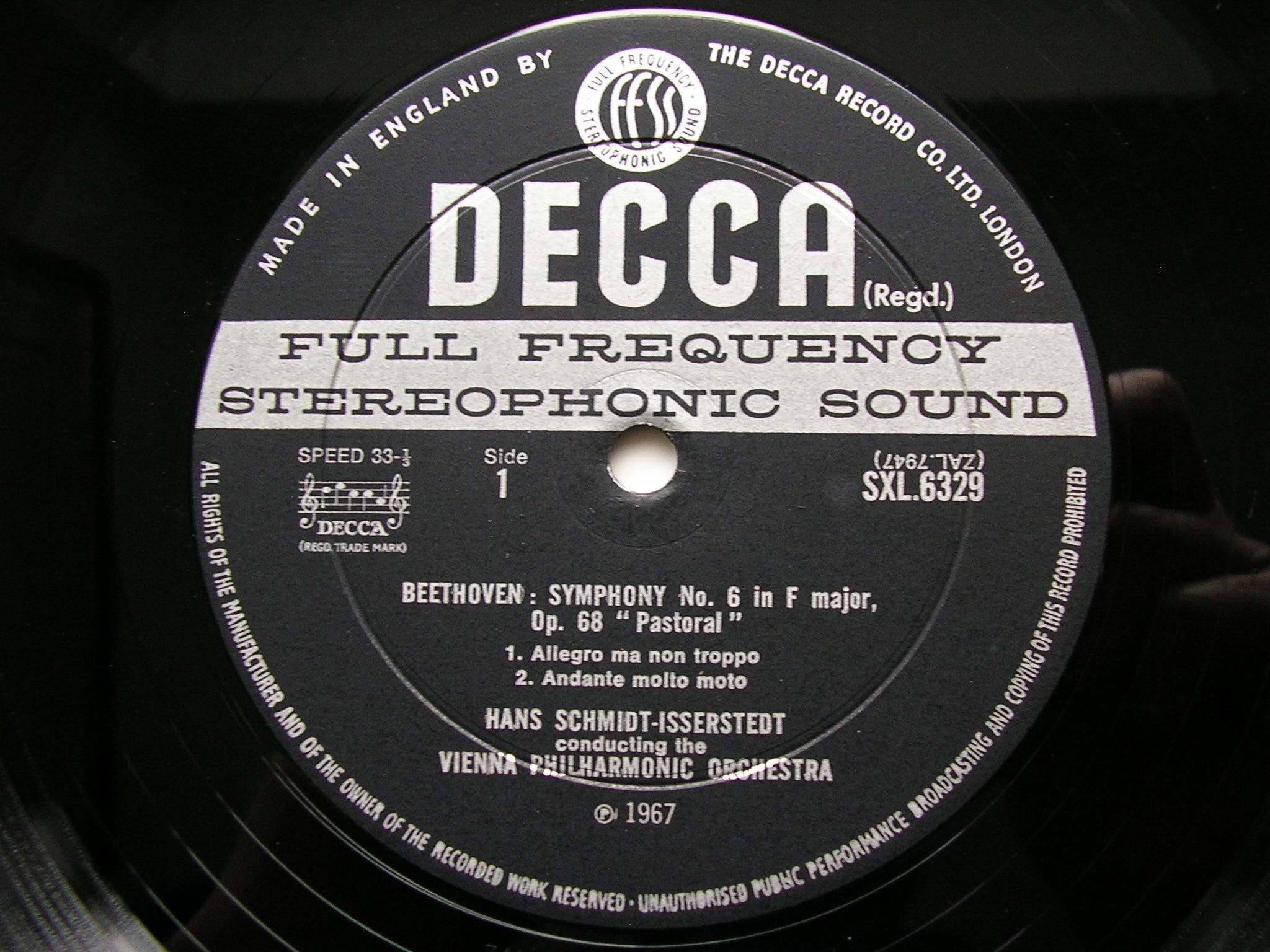 SXL 6329  BEETHOVEN: SYMPHONY No.6 'Pastoral'       SCHMIDT-ISSERSTEDT / VIENNA PHILHARMONIC     ED2