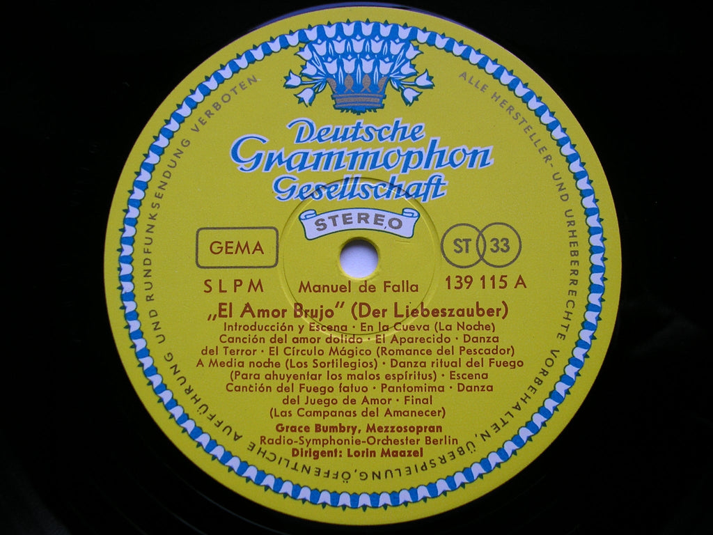 FALLA: EL AMOR BRUJO / DANCES from THE THREE CORNERED HAT    BUMBRY / BERLIN RADIO SYMPHONY / MAAZEL     139 115