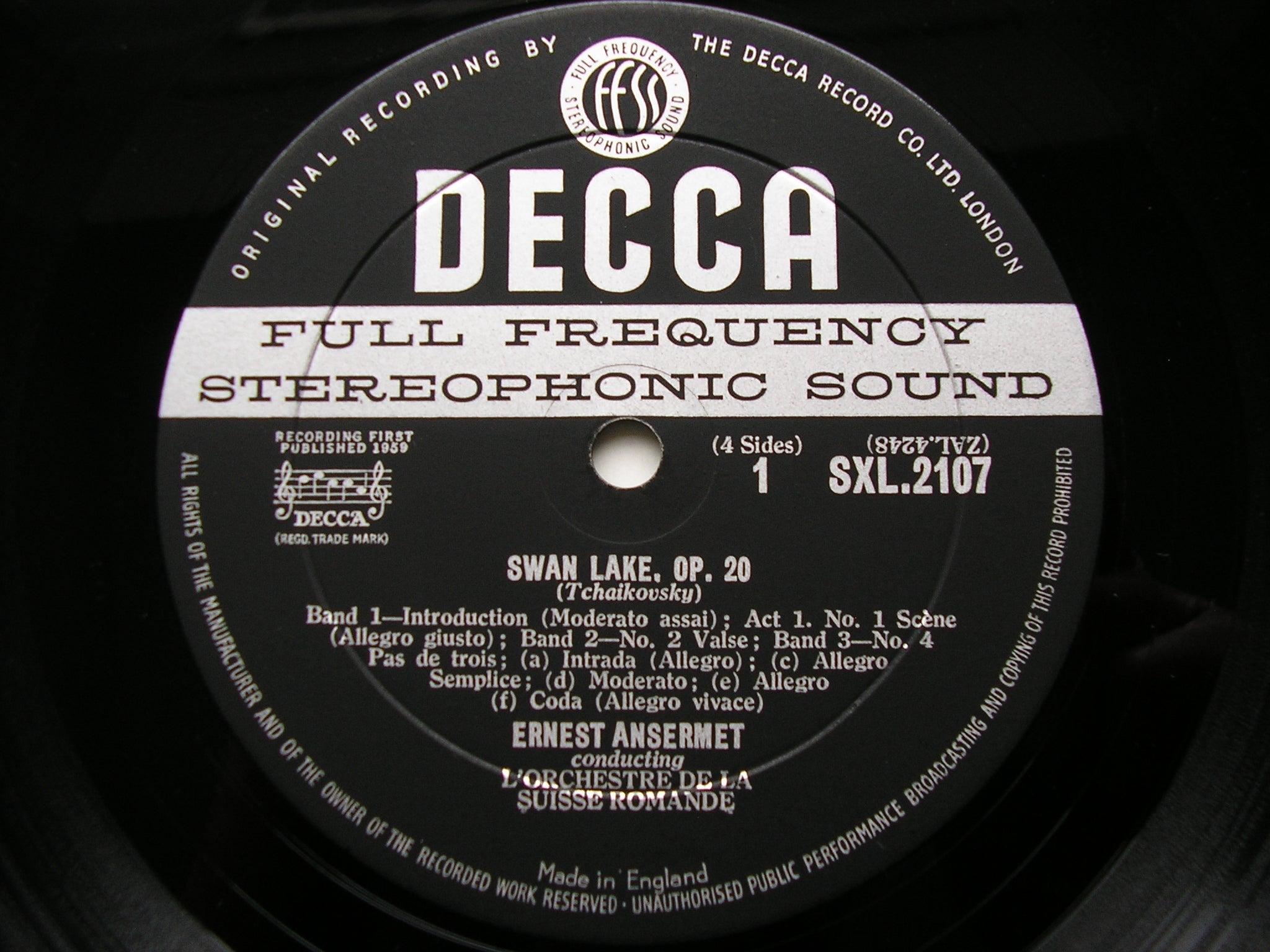 SXL 2107 - 8 TCHAIKOVSKY: SWAN LAKE ANSERMET / SUISSE ROMANDE
