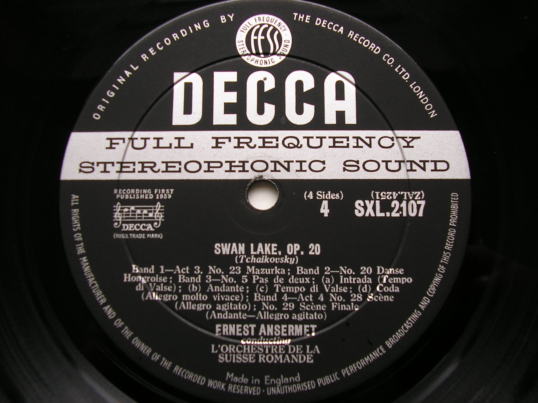 SXL 2107 - 8 TCHAIKOVSKY: SWAN LAKE ANSERMET / SUISSE ROMANDE