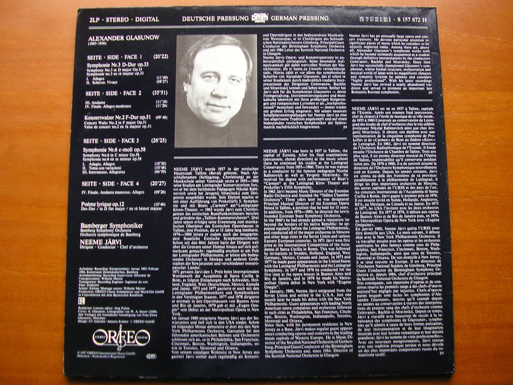 GLAZUNOV: SYMPHONIES Nos. 1 / 5 / 8     NEEME JARVI / BAVARIAN RADIO SYMPHONY       S 093 842