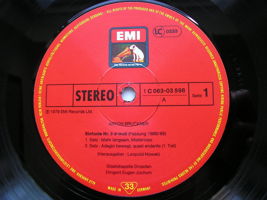 BRUCKNER: SYMPHONY No. 3      JOCHUM / DRESDEN STATE ORCHESTRA     ASD 4009