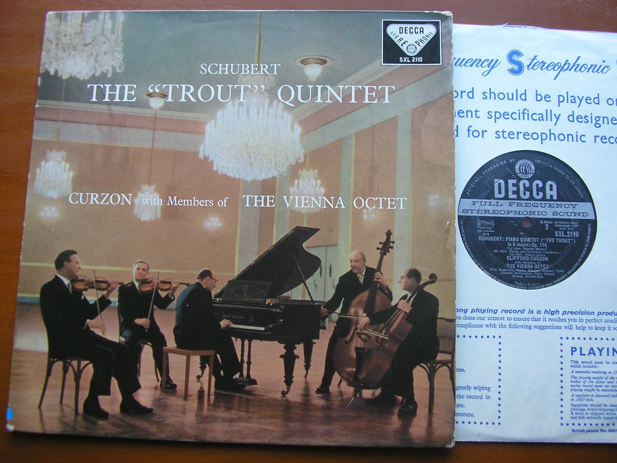 SXL 2110 SCHUBERT: PIANO QUINTET in A 'The Trout' CURZON / MEMBERS of THE VIENNA OCTET
