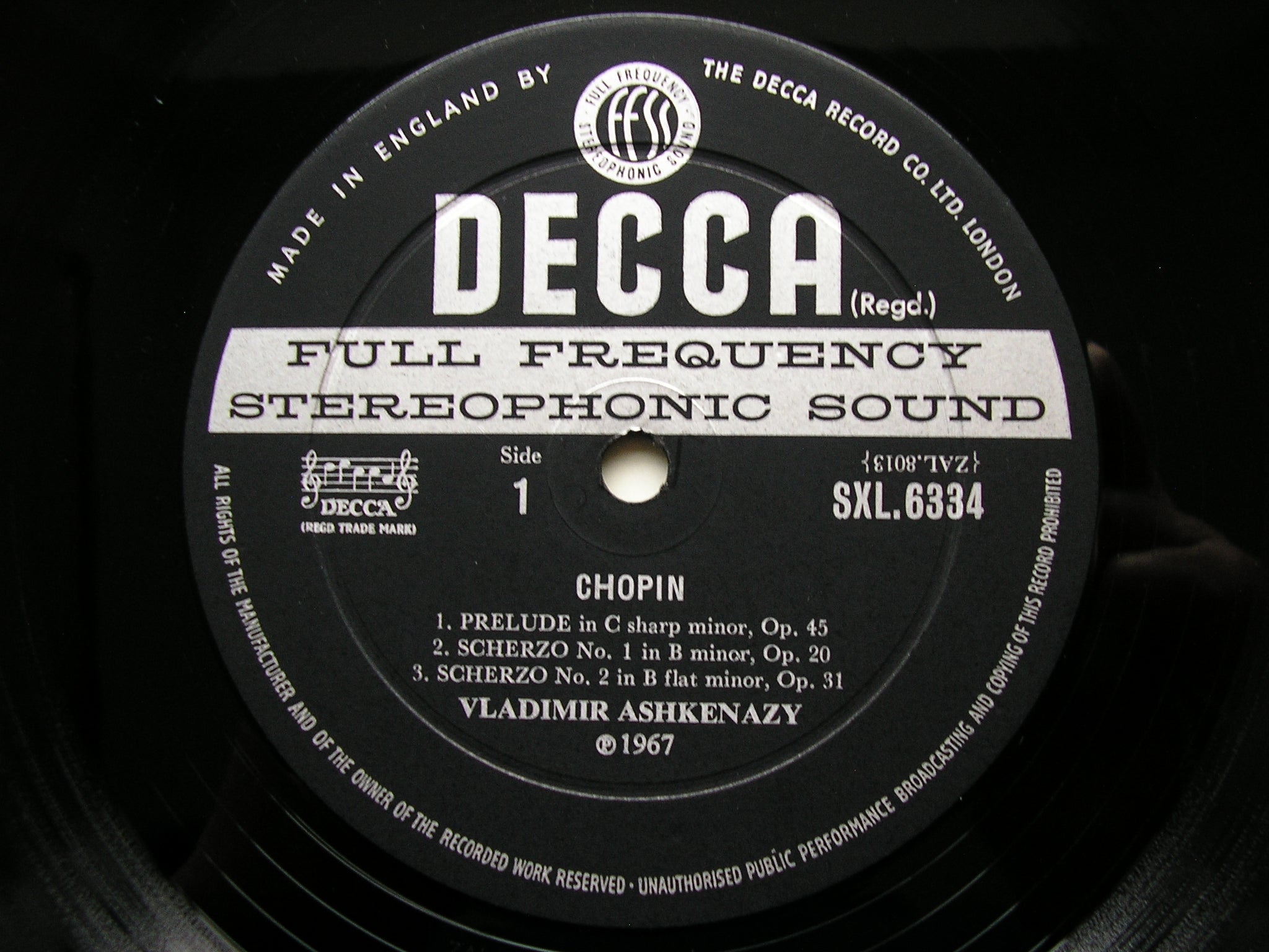 SXL 6334  CHOPIN: FOUR SCHERZI / PRELUDE / BARCAROLLE      ASHKENAZY     ED2