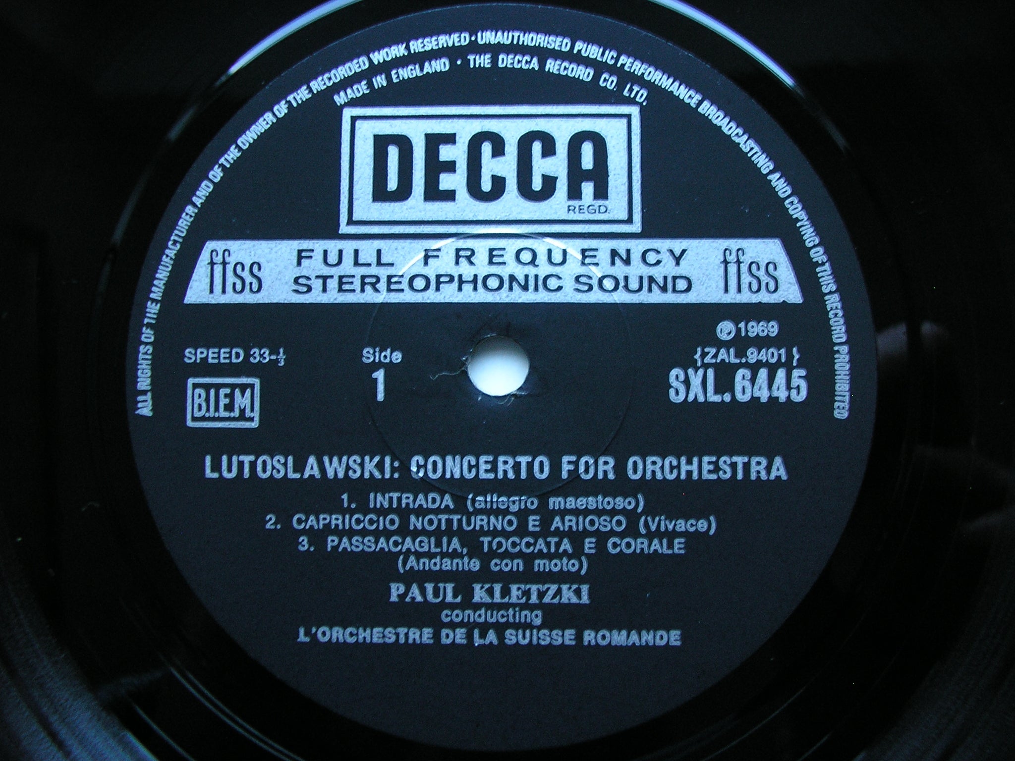 SXL 6445 LUTOSLAWSKI: CONCERTO / HINDEMITH: MATHIS DER MALER KLETZKI / SUISSE ROMANDE