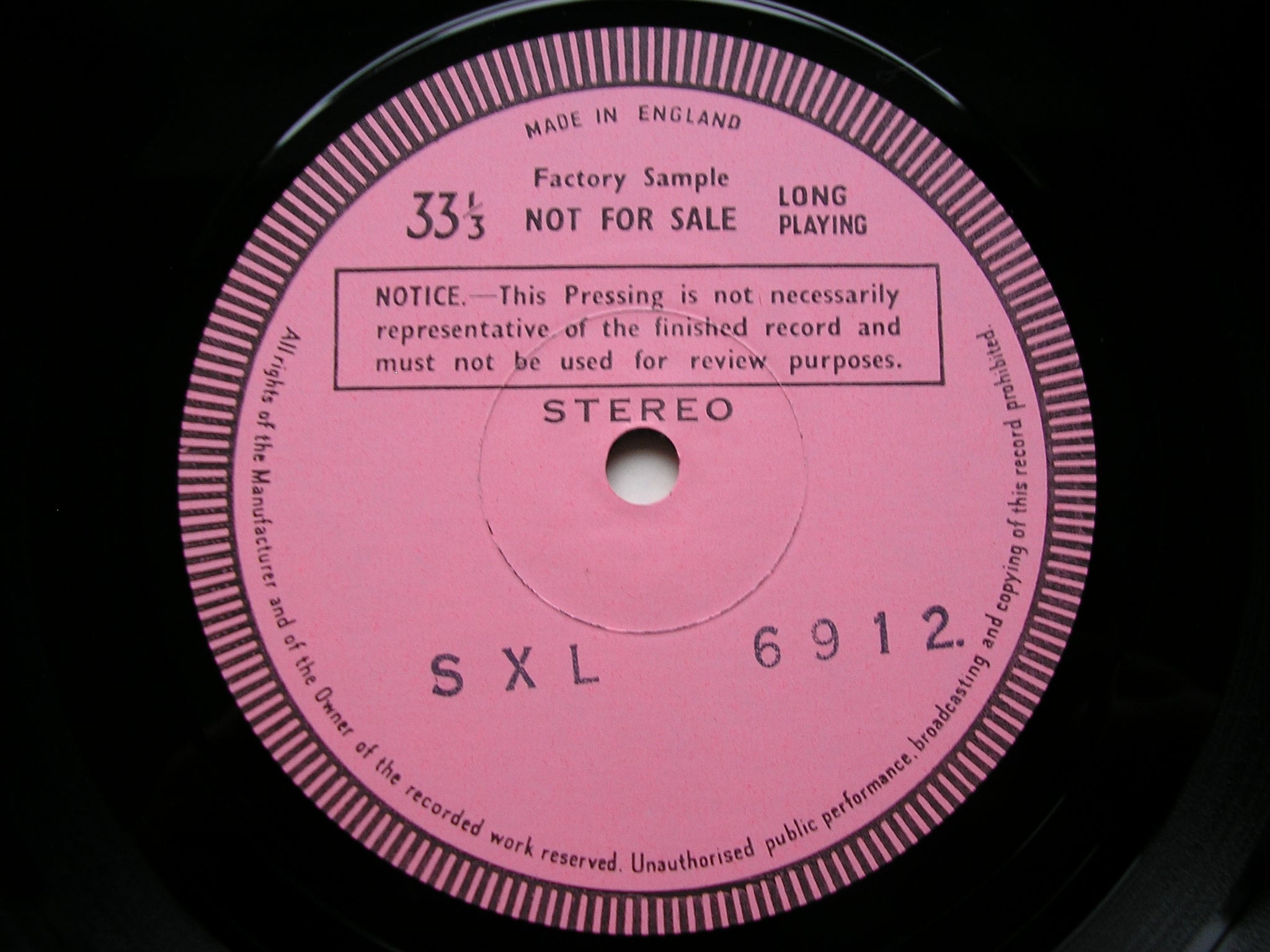 SXL 6912 SIBELIUS: PELLEAS & MELISANDE / THE TEMPEST STEIN / VIENNA PHILHARMONIC test pressing