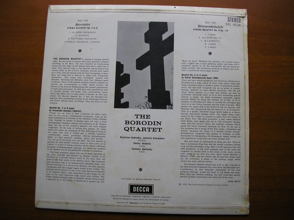 SXL 6036  BORODIN / SHOSTAKOVICH: STRING QUARTETS      THE BORODIN QUARTET      ED1
