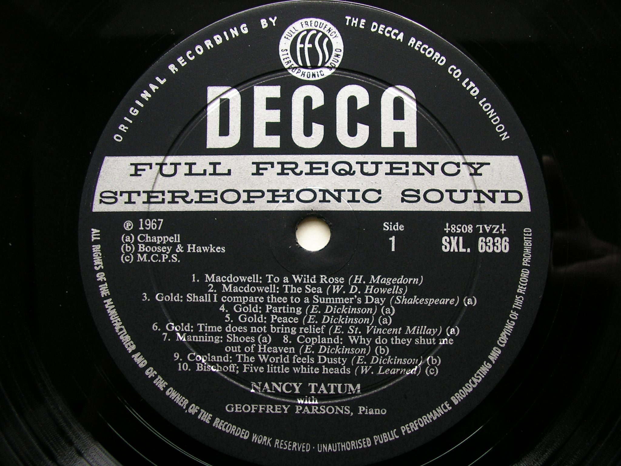 SXL 6336  NANCY TATUM SINGS AMERICAN SONGS      TATUM / PARSONS     ED1