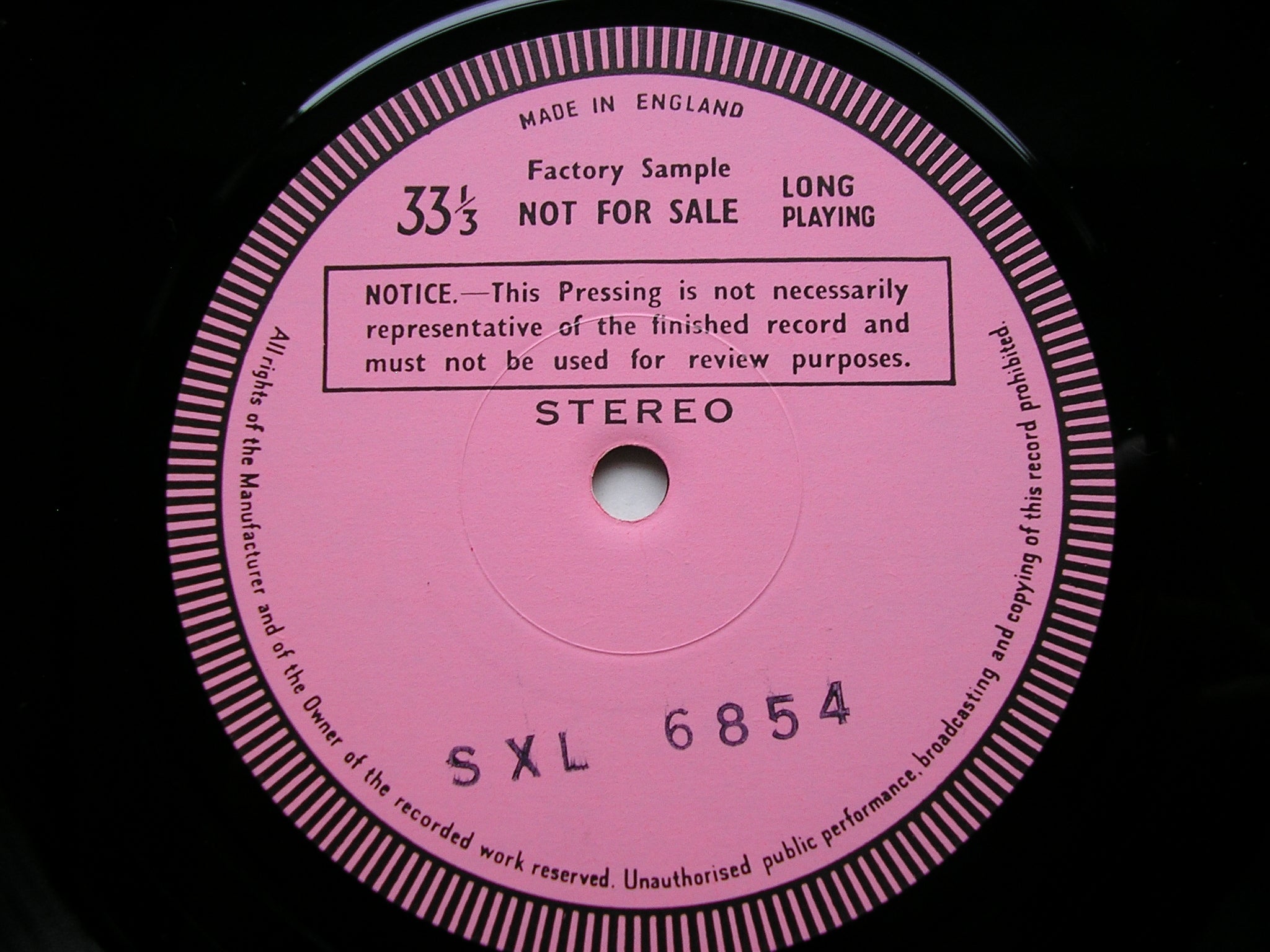 SXL 6854 TCHAIKOVSKY: VIOLIN CONCERTO / VALSE SCHERZO BELKIN / NEW PHILHARMONIA / ASHKENAZY test pressing