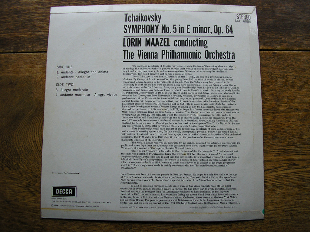 SXL 6085 TCHAIKOVSKY: SYMPHONY No. 5 MAAZEL / VIENNA PHILHARMONIC