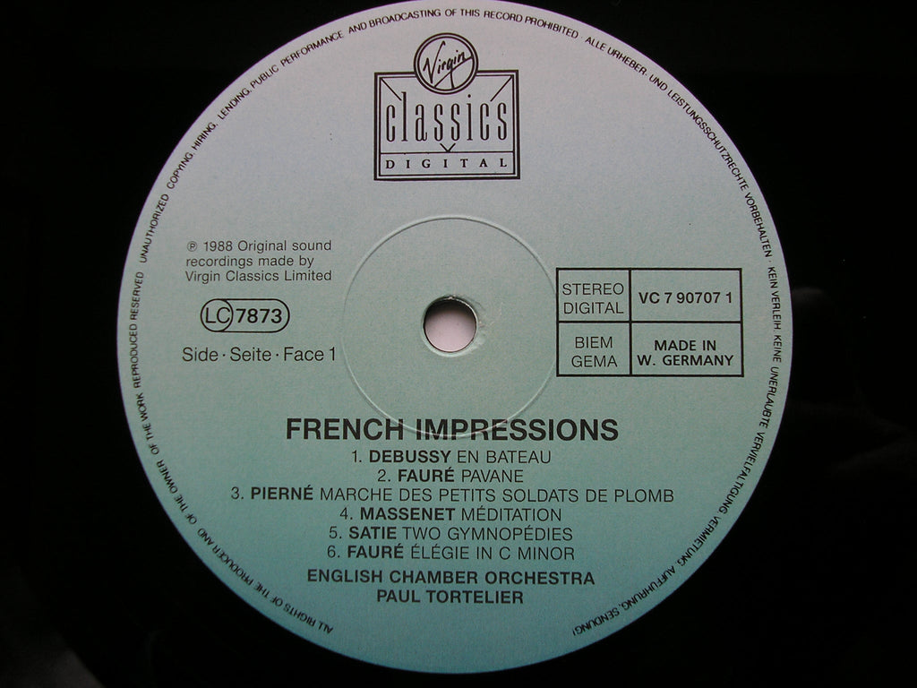 FRENCH IMPRESSIONS: DEBUSSY / SATIE / FAURE / PIERNE / MASSENET / SAINT-SAENS      ENGLISH CHAMBER ORCHESTRA / TORTELIER    VC 7 90707