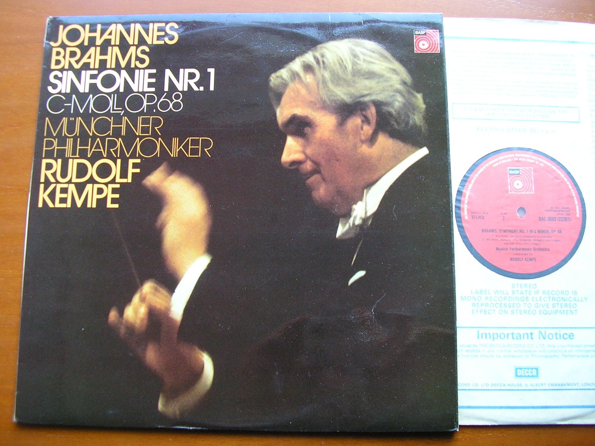 BRAHMS: SYMPHONY No. 1    KEMPE / MUNICH PHILHARMONIC ORCHESTRA   BAC 3083
